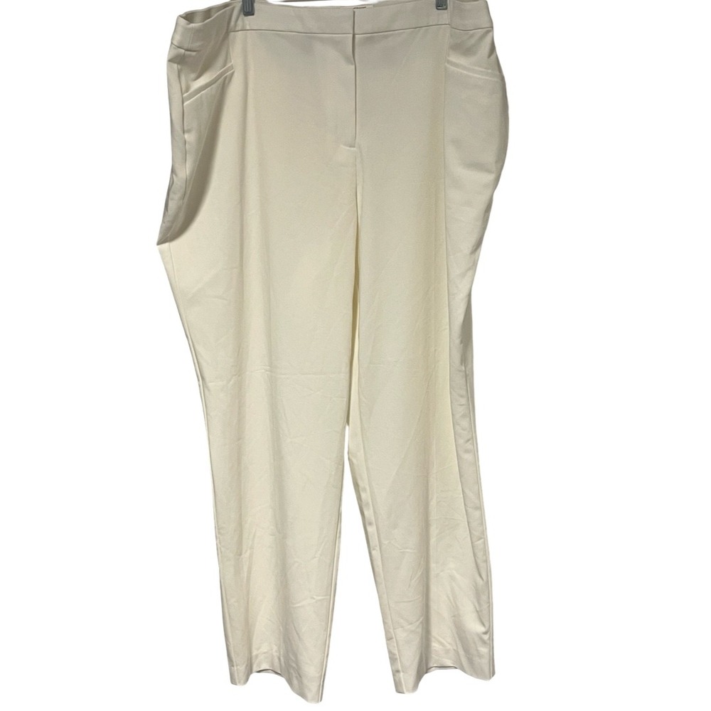 Alfani Womens Plus 24W Straight Leg Pants Cloud White Comfort Waist NEW